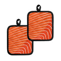 Salmon Print Pot Holders