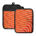 Salmon Print Pot Holders With Pocket