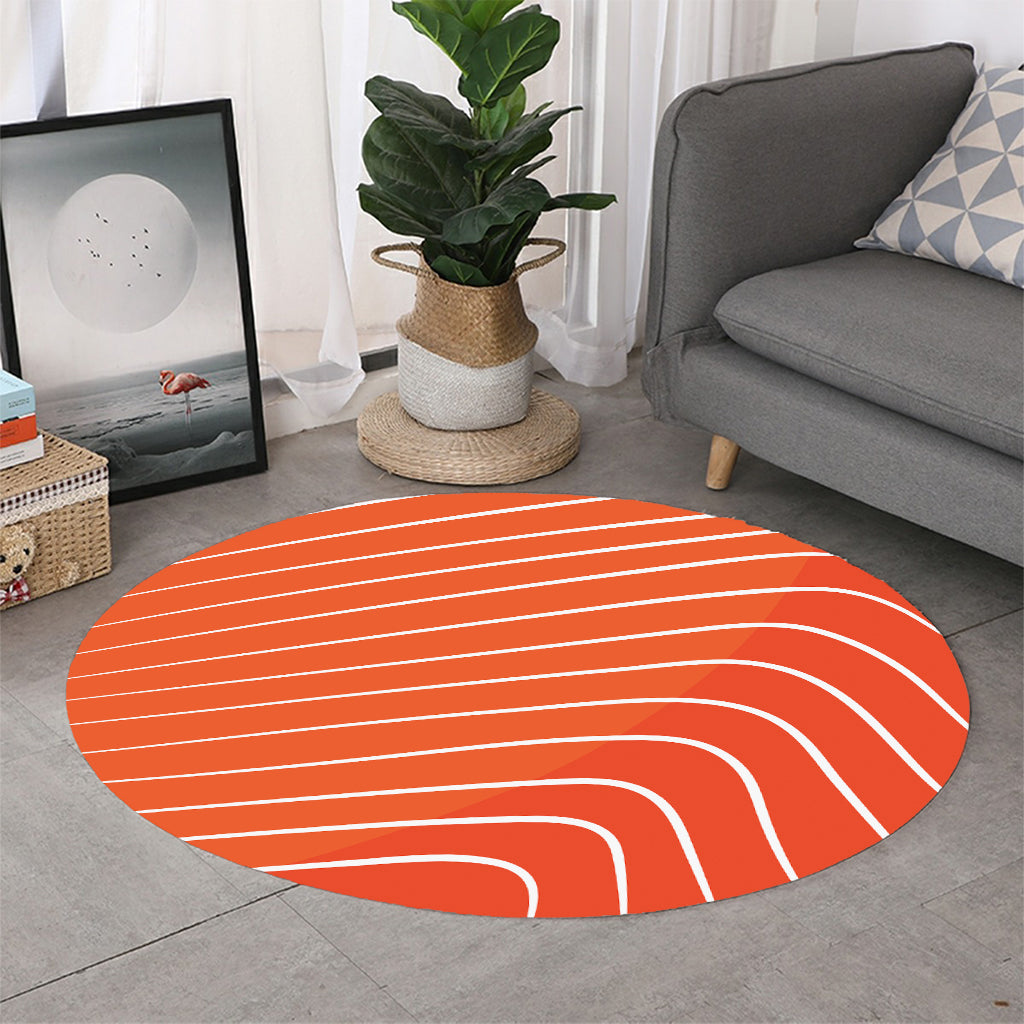 Salmon Print Round Rug