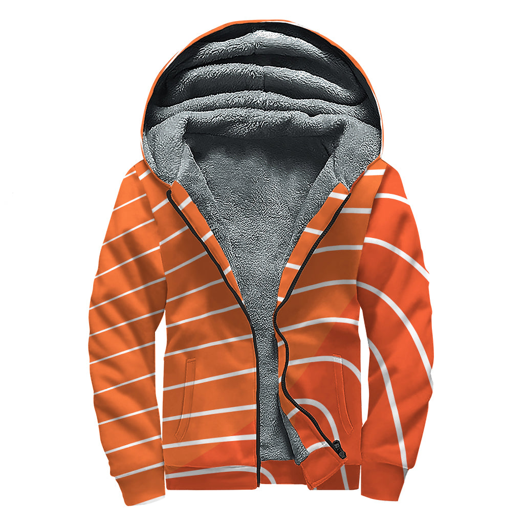 Salmon Print Sherpa Lined Zip Up Hoodie