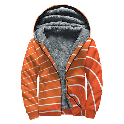 Salmon Print Sherpa Lined Zip Up Hoodie