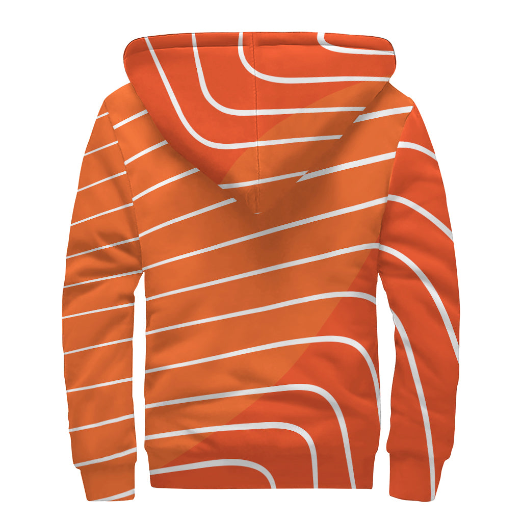 Salmon Print Sherpa Lined Zip Up Hoodie