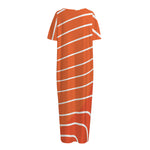 Salmon Print Short Sleeve Long Nightdress