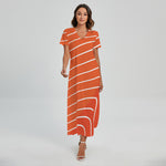 Salmon Print Short Sleeve Maxi Dress