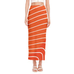 Salmon Print Side Slit Maxi Skirt