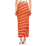 Salmon Print Side Slit Maxi Skirt