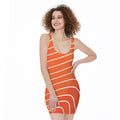 Salmon Print Sleeveless Bodycon Dress