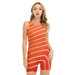Salmon Print Sleeveless One Piece Swimsuit