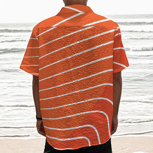 Salmon Print Textured Short Sleeve Shirt