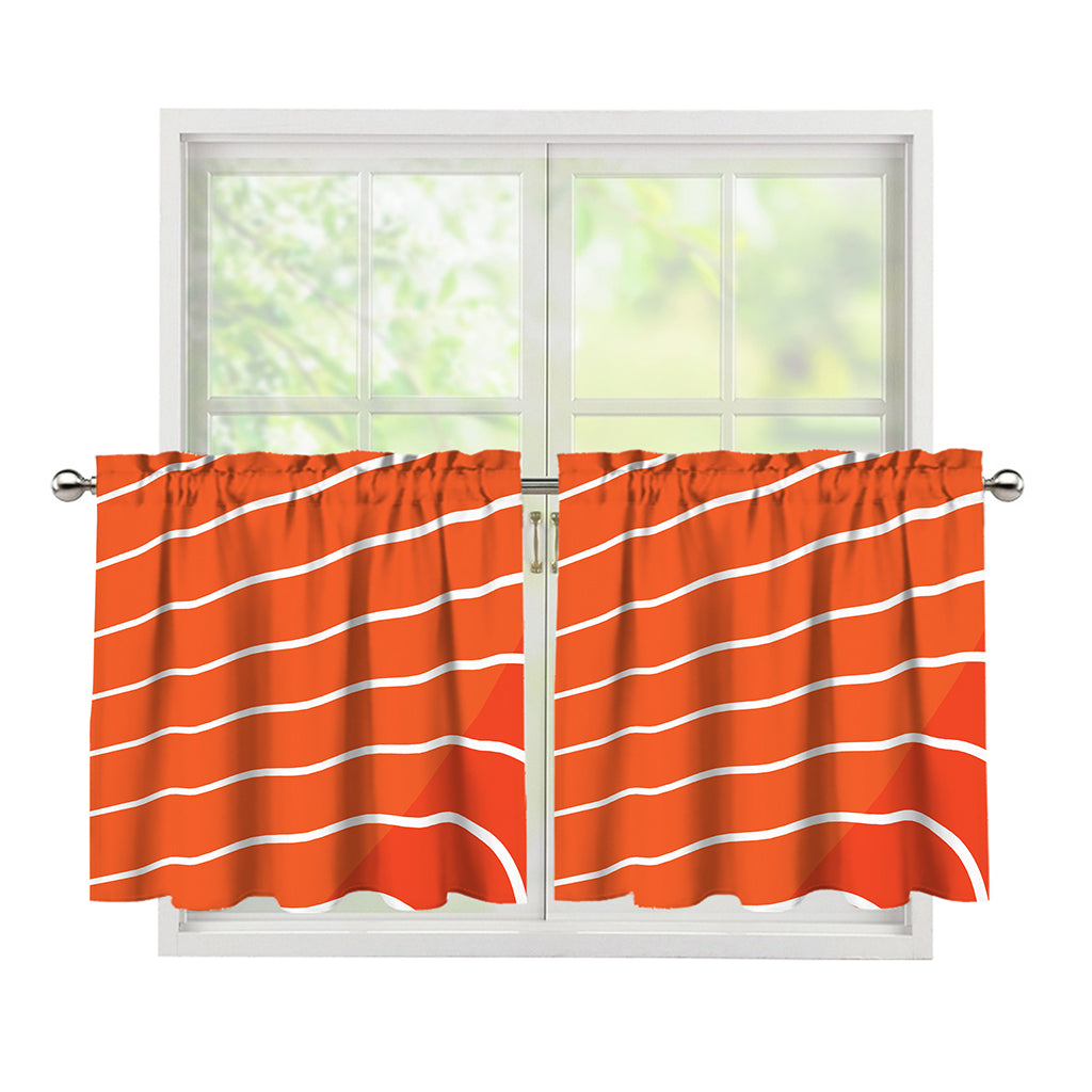 Salmon Print Tier Curtains