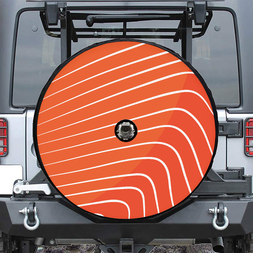 Salmon Print Tire Cover With Camera Hole