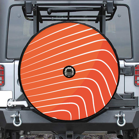 Salmon Print Tire Cover With Camera Hole