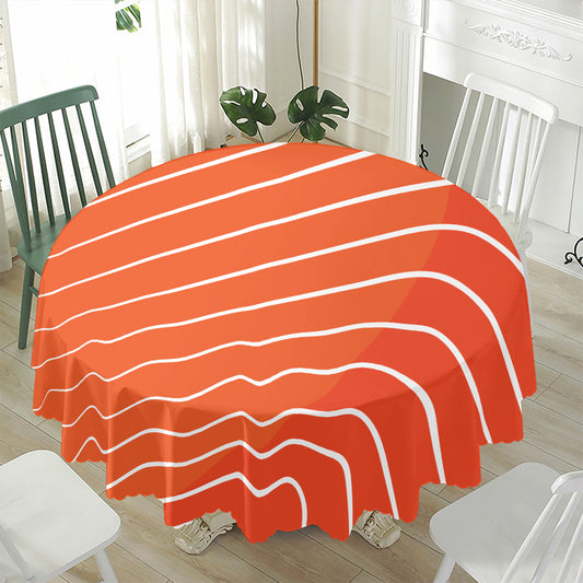 Salmon Print Waterproof Round Tablecloth