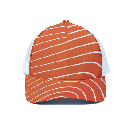 Salmon Print White Mesh Trucker Cap