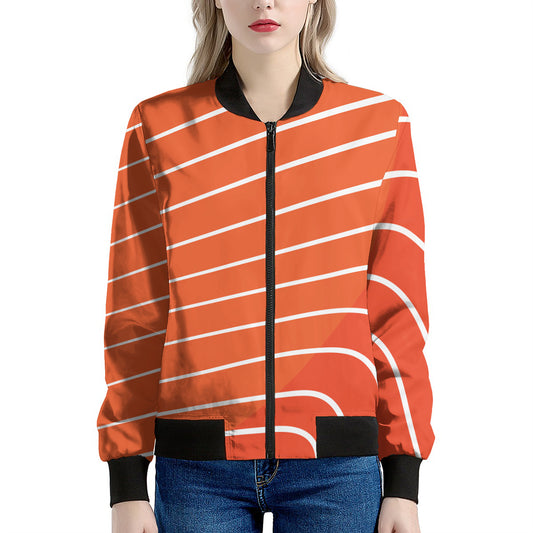 Salmon Print Women's Bomber Jacket