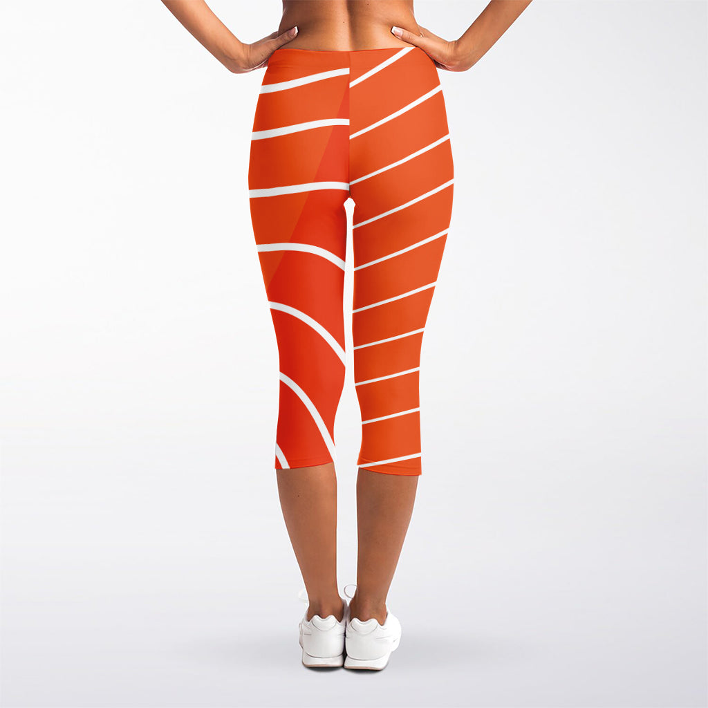 Salmon Print Women's Capri Leggings