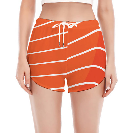 Salmon Print Women's Split Running Shorts