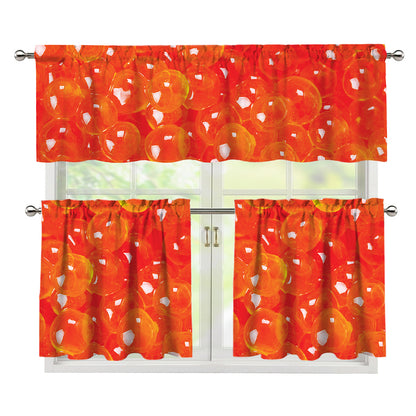 Salmon Roe Print 3 Piece Kitchen Curtains