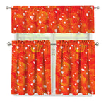 Salmon Roe Print 3 Piece Kitchen Curtains