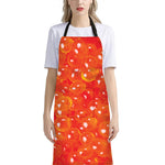 Salmon Roe Print Bib Apron With Pocket