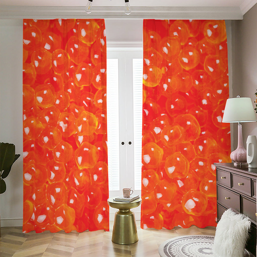 Salmon Roe Print Blackout Pencil Pleat Curtains
