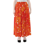 Salmon Roe Print Chiffon Maxi Skirt