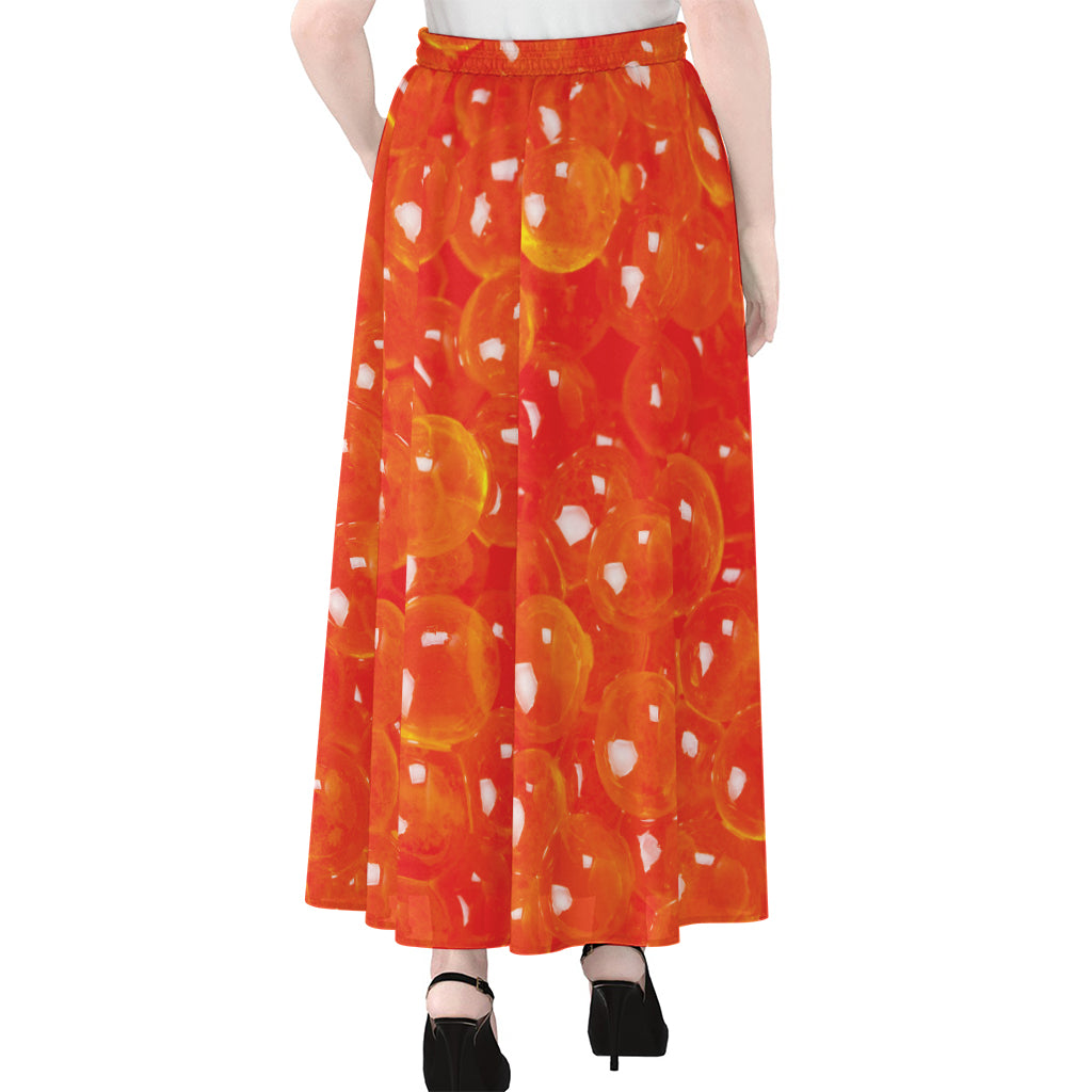 Salmon Roe Print Chiffon Maxi Skirt