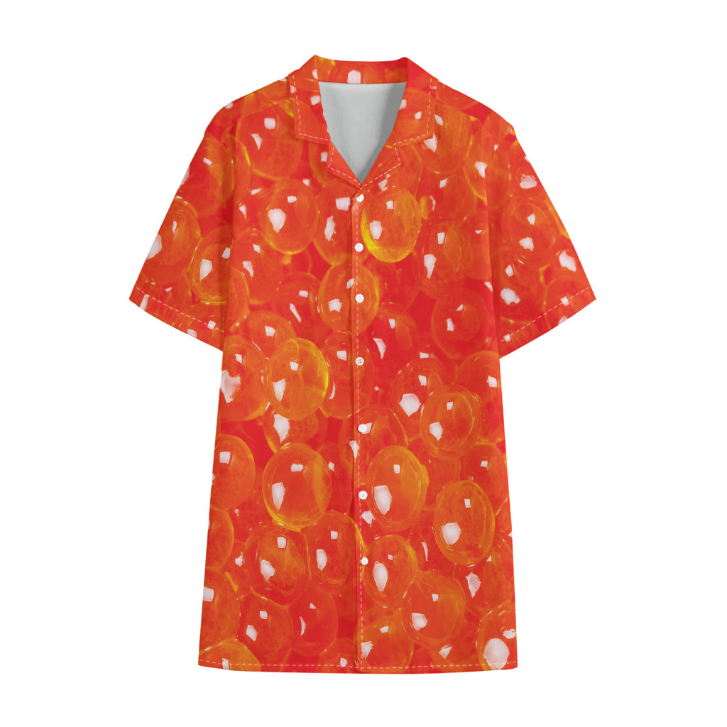 Salmon Roe Print Cotton Hawaiian Shirt