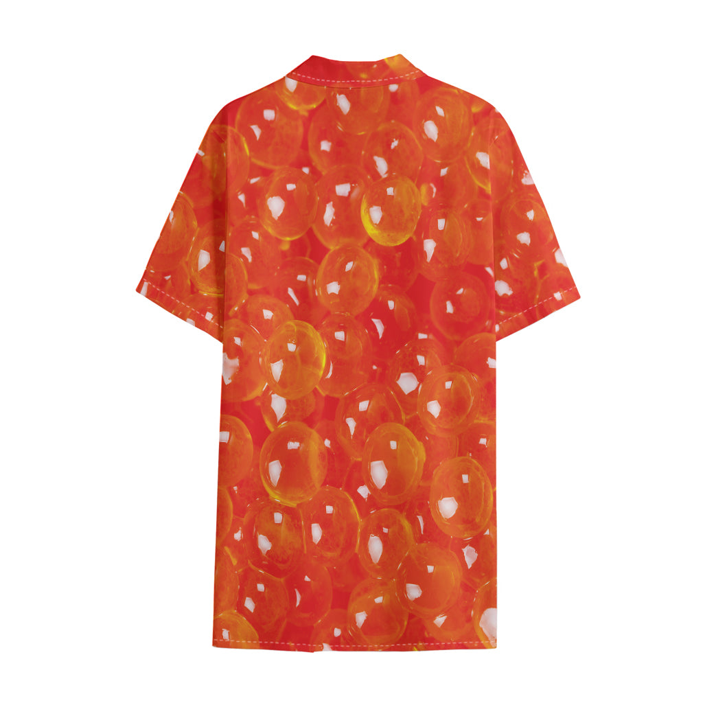 Salmon Roe Print Cotton Hawaiian Shirt