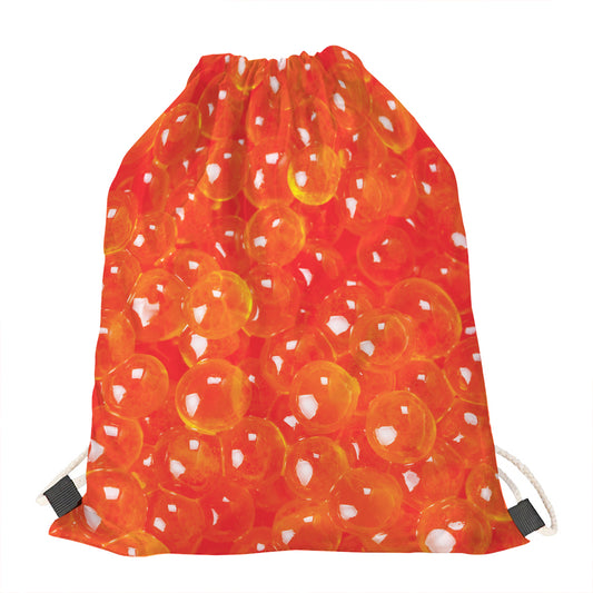 Salmon Roe Print Drawstring Bag