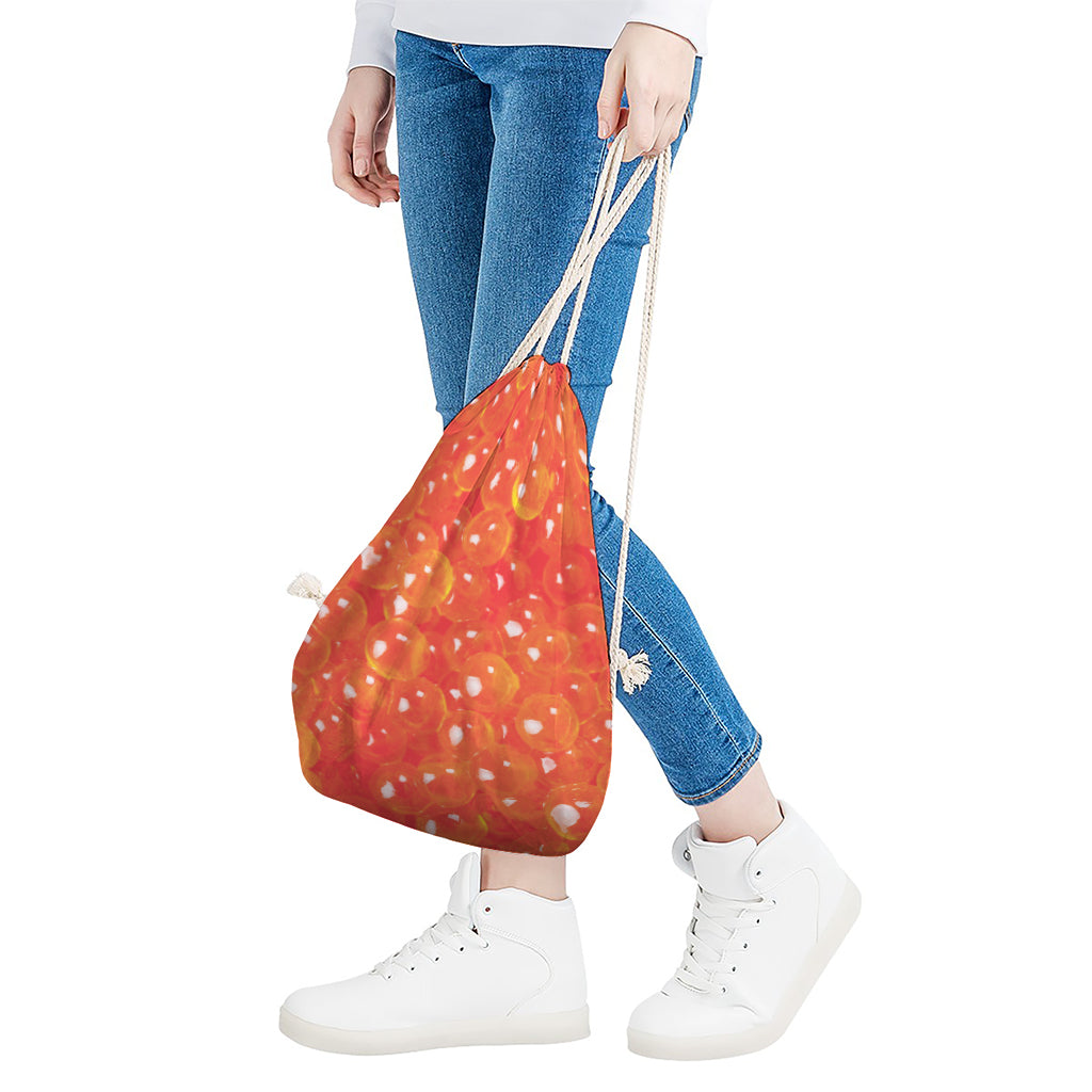 Salmon Roe Print Drawstring Bag