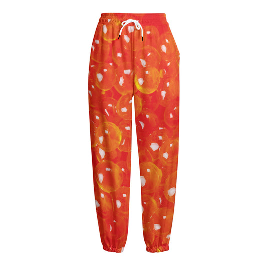 Salmon Roe Print Fleece Lined Knit Pants