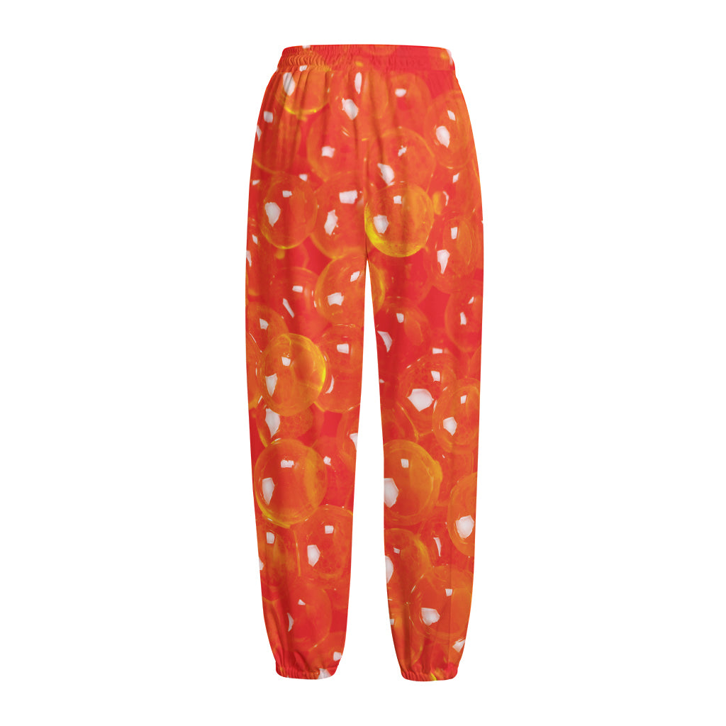 Salmon Roe Print Fleece Lined Knit Pants