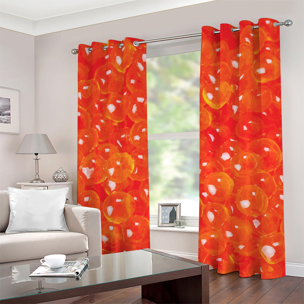 Salmon Roe Print Grommet Curtains
