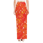 Salmon Roe Print High Slit Maxi Skirt
