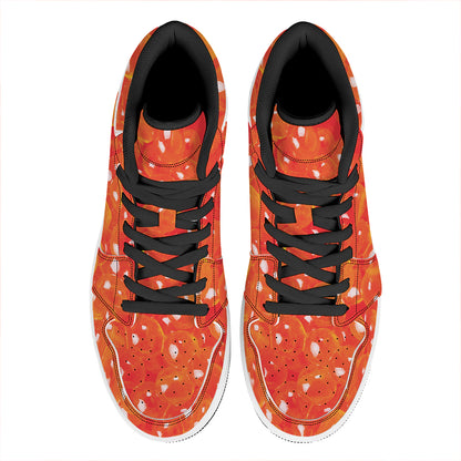 Salmon Roe Print High Top Leather Sneakers