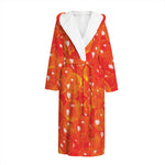 Salmon Roe Print Hooded Bathrobe