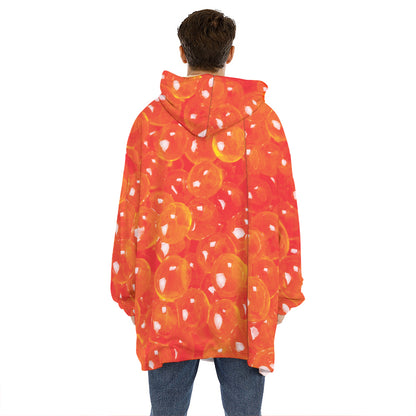 Salmon Roe Print Hoodie Blanket