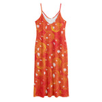 Salmon Roe Print Jersey Midi Cami Dress