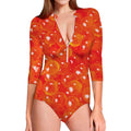 Salmon Roe Print Long Sleeve Swimsuit