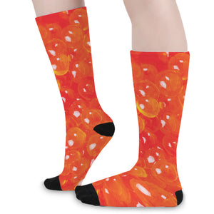 Salmon Roe Print Long Socks