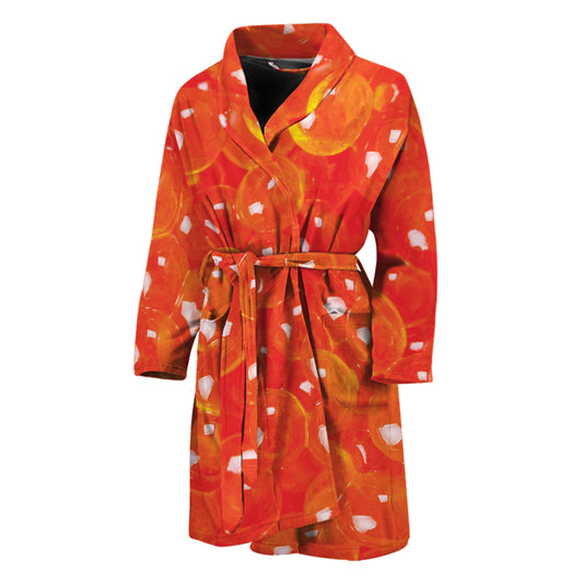 Salmon Roe Print Men's Bathrobe