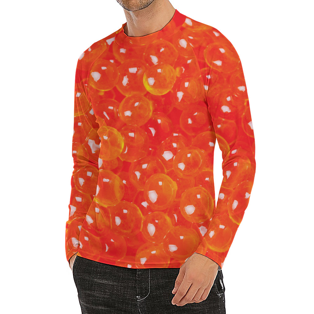 Salmon Roe Print Men's Long Sleeve Rash Guard