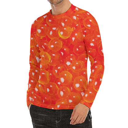 Salmon Roe Print Men's Long Sleeve Rash Guard