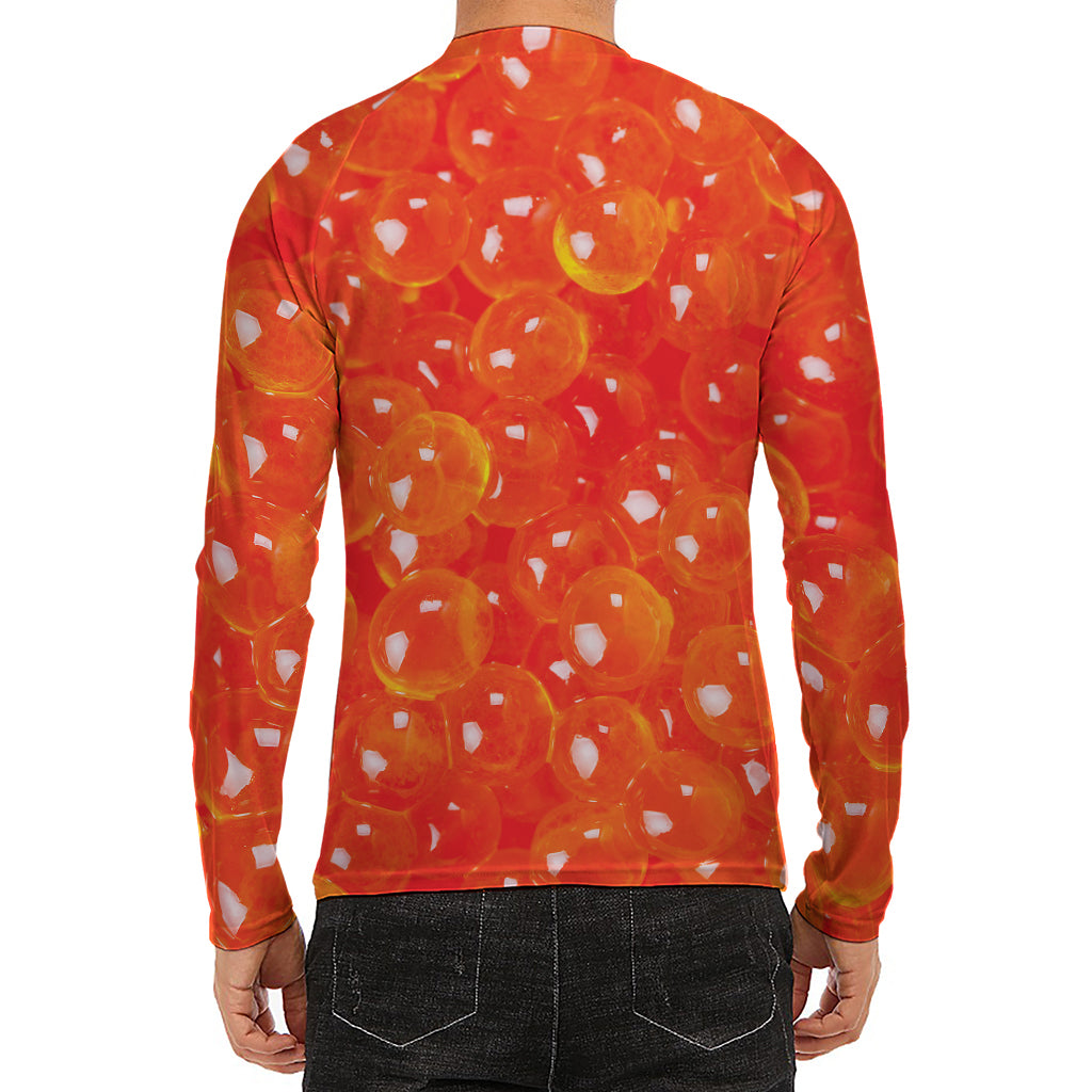 Salmon Roe Print Men's Long Sleeve Rash Guard