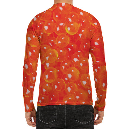 Salmon Roe Print Men's Long Sleeve Rash Guard