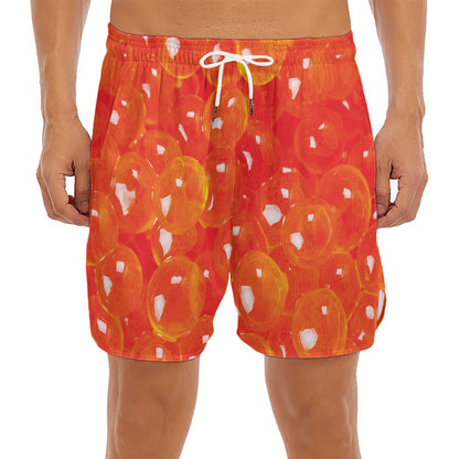 Salmon Roe Print Men's Split Running Shorts