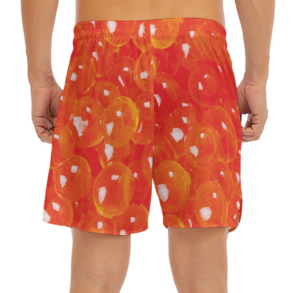 Salmon Roe Print Men's Split Running Shorts