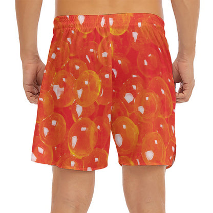 Salmon Roe Print Men's Split Running Shorts