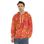 Salmon Roe Print Men's Velvet Pullover Hoodie